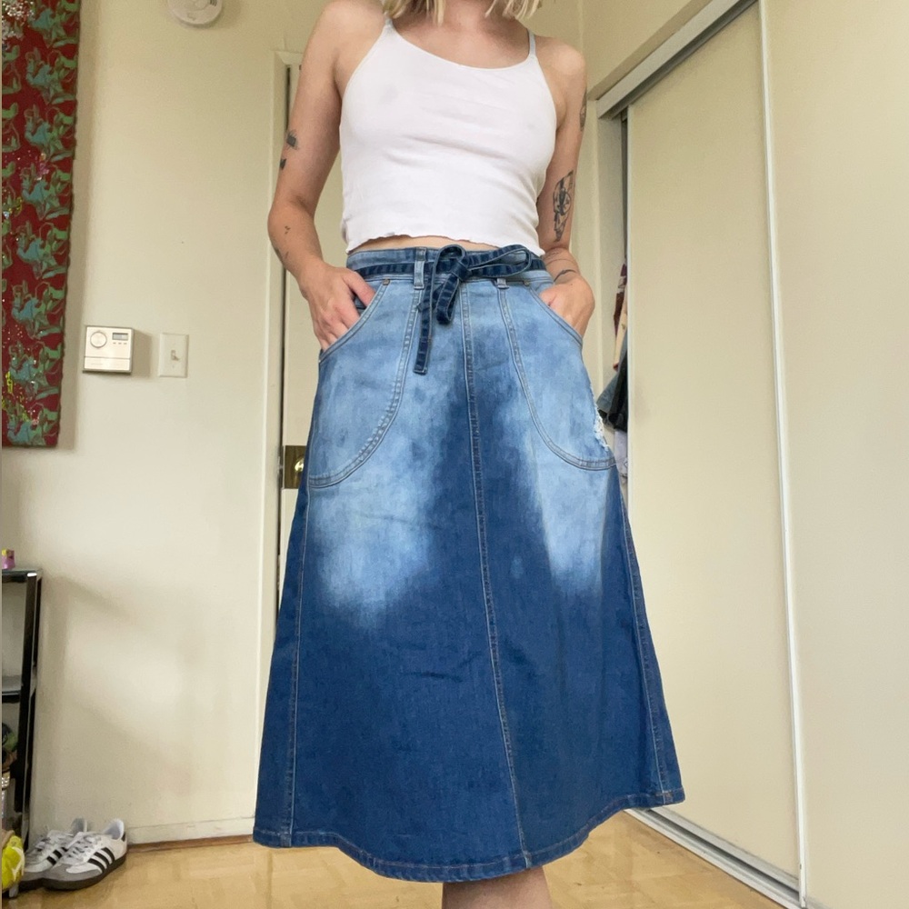 Dyed denim skirt